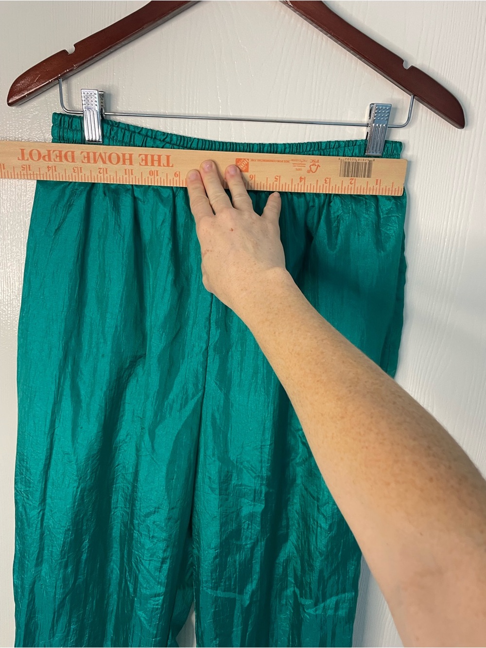 Vintage 80s 90s Teal Nylon Windbreaker Track Pants Large Ankle Zip - Picture 5 of 12